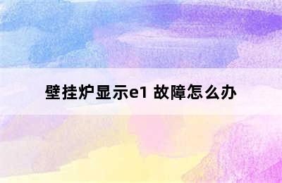 壁挂炉显示e1 故障怎么办